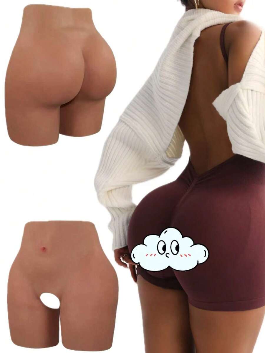 Silicone Butt Lifting Shorts, High Waist Shaping Biker Fake Buttocks, Unisex, Thickened Design, Suitable For Daily Wear & Sports, Confident Shaping - Brown - View 1