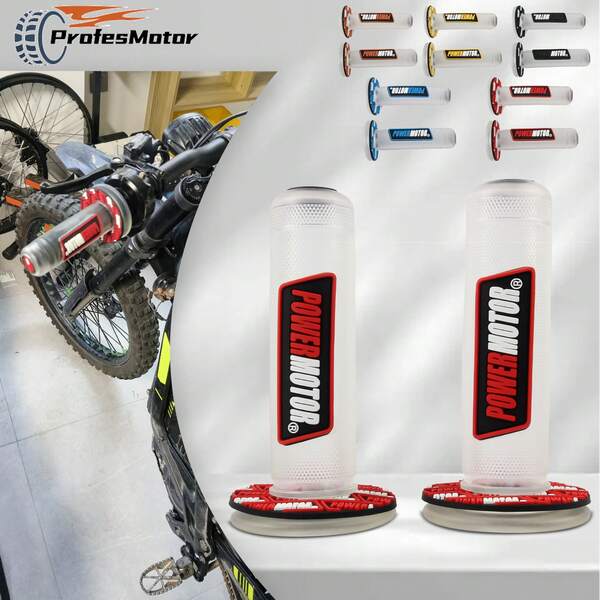 Accesorios universales para motocicleta: Puños de goma de gel transparente de 7/8 pulgadas (22 mm) para manillar universal, para motocicleta todoterreno, pista de barro