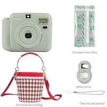 Popoto Mini Instant Camera Includes 10 Sheets Film With Auto Exposure Built-In Flash Center Viewfinder Perfect Christmas Gift(Not Include Battery) - 相機+底片+自拍鏡+聖誕節水桶包 - 查看 10