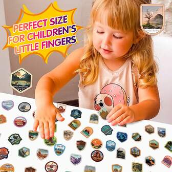 63张国家公园和纪念碑贴纸套装 - 耐用乙烯基材质，自粘防水，图案鲜艳细致 - 非常适合贴在笔记本电脑、水瓶、汽车、剪贴簿上