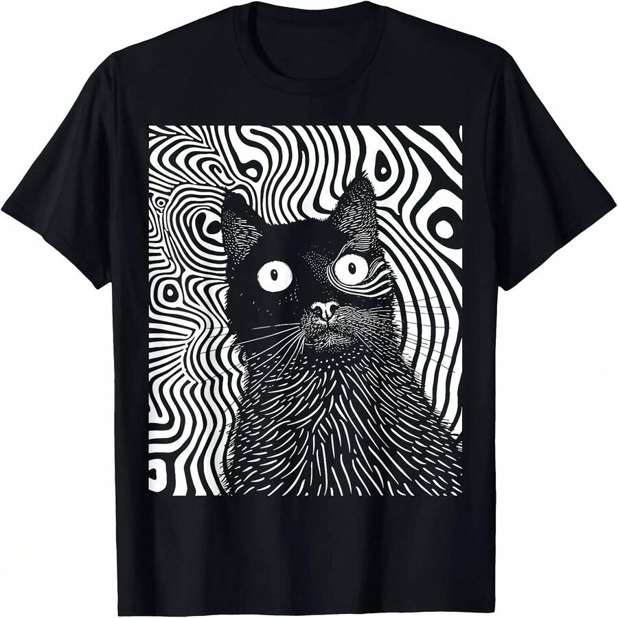 - Camiseta  Cat Pastel Goth Gótica Grunge Alt Punk Weirdcore - Negro - Ver 1