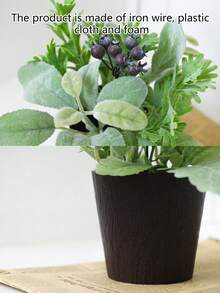 1pc Realistic Textured Green Plant Pot, Suitable For All Seasons For Home Living Room, Dining Room, Fireplace In The Living Room, Aesthetic Room, Office, Desktop Decoration. Also Suitable For Festival Parties And Outdoor Decorations. Durable And Reusable Decorative Item. - Green - View 10