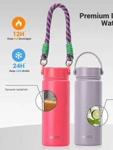 1个WATERSY不锈钢保温水瓶，容量18盎司/532毫升，防漏设计，适用于学校、大学、骑行、办公室、健身房、徒步旅行等场合。 - 彩色 - 查看 7