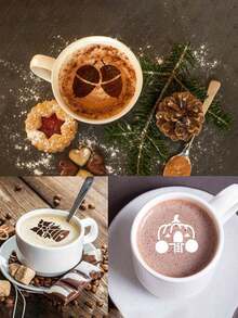 Coffee Stencils Set, Barista Cappuccino Arts Templates, Latte Milk Foam Decorative Molds, Plastic Cake Decorating Tools For Kitchen Home UseVarious Molds Are Reusable