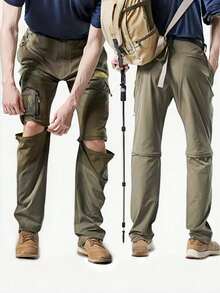 Lightweight Outdoor Quick-Drying Pants With Detachable Legs Convertible To Shorts, Suitable For Hiking, Climbing, Sports, Summer - Khaki - View 2