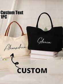 Bolso de lona personalizado, bolso personalizable - se puede personalizar con su nombre/texto, cierre magnético, gran capacidad, casual, ligero, adecuado para bodas, fiestas de novia, viajes, uso diario, compras y diversos regalos festivos como Halloween, Navidad, Acción de Gracias, Año Nuevo, Día de San Valentín, el mejor regalo para amigas, maestras, madres, novias, damas de honor - Multicolor - Ver 2