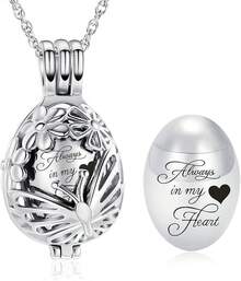 nuevo-2025Minicremación - Collar de urna de mariposa con forma de lágrima para cenizas de acero inoxidable, mini urna de recuerdo para mujeres y hombres, colgante conmemorativo de cremación - Azul-Siempre - Ver 9