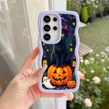 Halloween Black Cat Pumpkin Ghost  17 Pro Max Case Lightweight Shock-Resistant Anti-Yellowing Compatible with  16 15 Plus 14 13 12 XR XS X