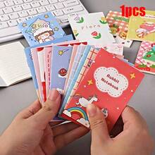 1/24/36/48本装高品质卡通图案纸质笔记本，迷你精致学生奖品，礼品袋和笔记本 - 适合节日派对、圣诞节学校活动以及返校学生男女生礼物（图案随机）（白色背景和内页分隔线颜色随机） - 彩色 - 查看 10