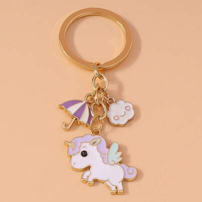 2024 New Fun Cartoon Cloud Umbrella Unicorn Keychain Accessory Pendant For Phone And Handbag