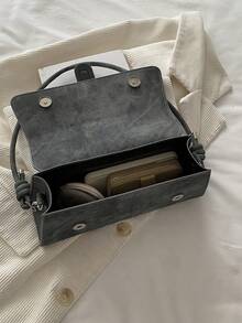 新款时尚金属装饰手提包单肩包，适合聚会、郊游、度假、购物和日常使用，可容纳硬币、手机，也适合作为办公室女士、大学生和职业女性的工作包，优雅的女士包 - 灰色 - 查看 6