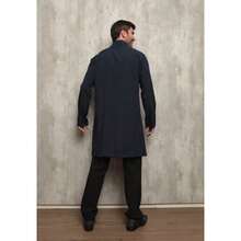 Men's Comfort Coat With Zipper, Gabardine And Elastane, Baltic Navy Blue - Navy Blue - View 6