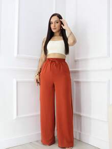 Simple Pocket Knot Drawstring - Terracotta - View 4