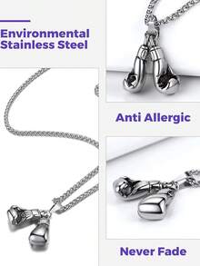 Richsteel 3D/Basketball/Soccer/Baseball Ball Boxing Glove Cool Pendant Men, 316L Stainless Steel Sneaker Chain,Sport Fan Jewelry - 07-鋼製拳擊手套 - 查看 6