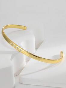 Charm-In 1pc Gold-Color Open Zirconia Bracelet For Women - Gold Model 5 - View 3