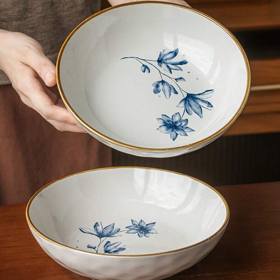 1pc Handmade 8.3" Ceramic Salad Plate, High-Quality Durable Restaurant-Grade Dinnerware, Suitable For Appetizers, Pasta, Desserts, Elegant Holiday Gift, Appetizer Plate, Holiday Table Setting, Artistic Tableware, Luxurious Feel - Multicolor - View 1