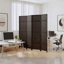 パーテーション 間仕切り 4連 幅160.5×奥行2×高さ148cm 軽量 衝立 折りたたみ 目隠し 区切り コンパクト収納 組立不要 おしゃれ在宅勤務/オフィス/飲食店/お風呂 - ブラウン - チェックする 2