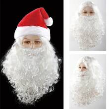 1pc White Santa Claus Wig + 1pc White Beard, Heat-Resistant Synthetic Hair, Suitable For Daily Parties, School Costumes. Unisex Cartoon Character Anime Cosplay Wig, Suitable For Holidays Like Thanksgiving, Birthday. Suitable For Halloween, Carnival, Comic Con, Christmas Decoration