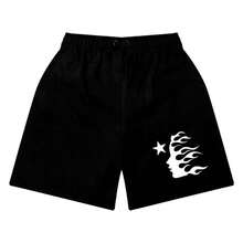 Bermuda Sweatshirt Face Streetwear 100% Cotton Shorts Men Women Unisex - 黑色 - 查看 2