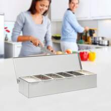 HaroldDol Stainless Steel Seasoning Spice Box Jar Condiment Dispenser Storage Container The Best Gift/Present For Family&Friends Happy Christmas - Silver - View 3