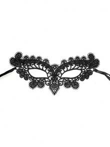 1 件黑色蕾丝镂空性感面具，适合化妆舞会、角色扮演、女士万圣节道具、黑色情趣眼罩
