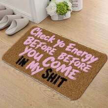 1pc/3pcs,Brown Coir Doormat With Pink & Black Text 'Check Yo Energy BEFORE BEFORE You COME IN My ' - Indoor Outdoor Welcome Mat, Perfect For Wooden Floor Entrance, Behind Steps With White Gravel & Garden Plants DecorSoft, Comfortable And Easy To Clean, Suitable For Hallway Bathroom, Bedroom, Kitchen, Porch, Laundry Room, RV Outdoor Decoration Holiday Decoration Three Sizes Available Halloween Door Decor Fall Decor - màu đen - Xem 6