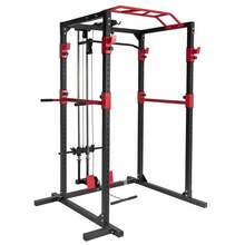 Jaula De Training Adjustable, Jaula De Fuerza Multifuncional, Supporte De Sentadillas Adjustable With Polea Y Cable, And More Accesorios De Training, Equipo De Fitness Multifuncional, Equipo De Training En Casa - 紅色 - 查看 8