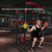 Jaula De Training Adjustable, Jaula De Fuerza Multifuncional, Supporte De Sentadillas Adjustable With Polea Y Cable, And More Accesorios De Training, Equipo De Fitness Multifuncional, Equipo De Training En Casa - 紅色 - 查看 7