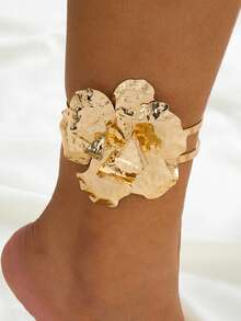 Elegante Tornozelo Vintage 3D Floral Geométrico Dourado, Acessório de Joalheria Feminina para Festa/Presente