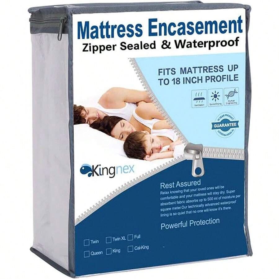Zippered RV Bunk Mattress Protector For 30x75 Narrow Twin Bed 100 Waterproof 6 Sided Complete Mattress Cover Encasement Ideal For Travel Trailers And Compact Sleeping Spaces With 9-12 Deep Fit For Enhanced Protection And Hygiene - 912Sâu - Xem 1
