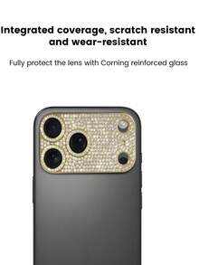 Rhinestone Decorated Camera Lens Protector, Compatible With Iphone 17/17 Pro Max/17 Pro/17 Air Series, High Definition, Easy To Install, Impact Resistant, Wear-Resistant, High Hardness, Shiny Colors, Perfect Fit - Gold - View 7