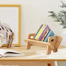 Desktop Students Solid Wood Small Book Shelf Bookend Countertop Learning Dormitory Desk Bookcase Wood Tilting Bookcase In Living Room Home Office