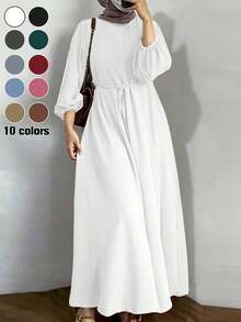 Women's Fashionable Casual New Long Sleeve Elegant Party Casual Robe Dress, Spring/Autumn/Winter - White - View 3