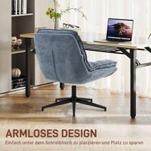 Office Chair, Desk Chair Without Armrests With A Wide Seat, Height-Adjustable, Cross-Legged Chair, Double-Layered Thick Swivel Chair With A Linen Look, For Home Office, Dark Grey - Grey - View 5