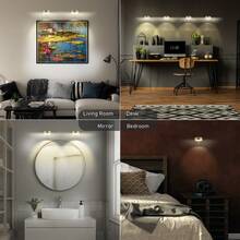 Gold Battery Operated Picture Light, Wireless Picture Lights For Wall With Remote Dimmable Timer,3 Lighting Modes Pictures Frame Light For Artworking,Magnetic Painting Lights Wall Decor - Vàng (Chạy bằng pin) - Xem 8