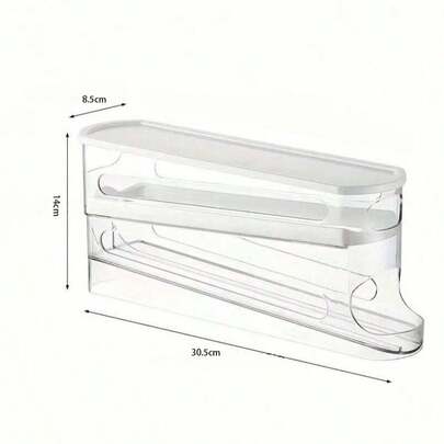 鸡蛋收纳盒，节省冰箱空间，侧门滚轮式鸡蛋收纳盒，重型滚轮鸡蛋盒收纳盒，重型PP塑料双层鸡蛋收纳系统，保鲜冰箱收纳盒，双层透明隔层，方便取用和整理鸡蛋，无需电池，厨房和冰箱收纳整理，冰箱鸡蛋收纳盒