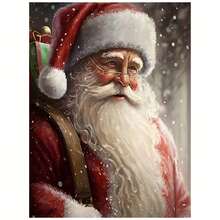 1pc Frameless Santa Claus Canvas Wall Art, Christmas Character Oil Painting Poster, Ideal For Bar, Cafe, Office, Hotel, Farmhouse, Living Room, Bedroom, Hallway, Bathroom, Toilet Decor Other Material, Art Supplies - Multicolor - View 1