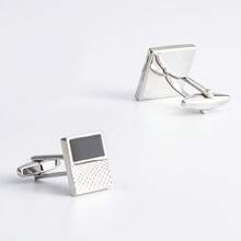 1 Pair Fashion Luxury Gentle Men Silver Copper Cufflinks For Business - Silver - View 4