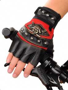 1 Pair Outdoor Cycling Anti-Slip Breathable Wear-Resistant Half Finger Motorcycle Gloves, Suitable For Spring And Autumn