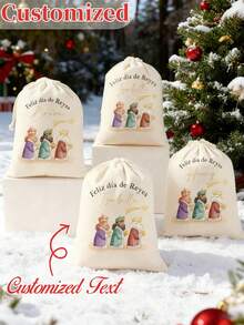 1 pieza Bolsa de regalo personalizada, Bolsa de regalo personalizada del Día de los Reyes Magos, Bolsa de regalo imprescindible - Multicolor - Ver 3