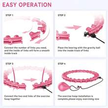 Infinity Weighted Hoop With 32 Links(62 Inch),Weighted  For Adults Weight Loss, Infinity Fitness Hoop Plus Size, For Women Smart Exercise Equipment - Bright Pink - 查看 5