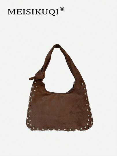 2025 neue hochwertige Retro-Handtasche, modische vielseitige Nieten-Schultertasche