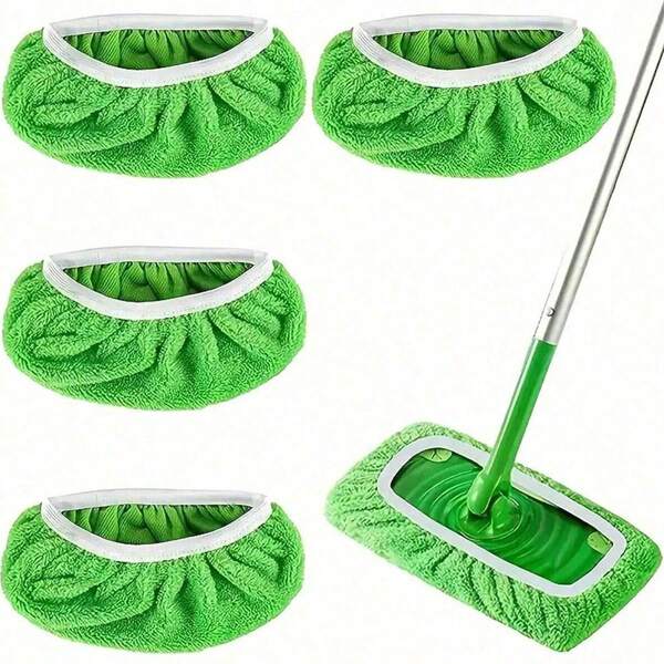 1/4 Piece High Quality Ultra-Microfiber Mop Pad - Reusable Mop Replacement Pad, Washable Durable Mop Cloth, Suitable For Efficient Wet And Dry Cleaning - High Elasticity, Green With White Elastic Band, Cleaning Accessory | Tight Fit Design | Ultra-Microfiber Texture, Reusable Mop Pad - Washable Durable Flat Mop Cloth, High Absorbency, Suitable For Wet And Dry Mopping, Easy To Clean, High Quality Polyester Fiber (Mop Not Included)