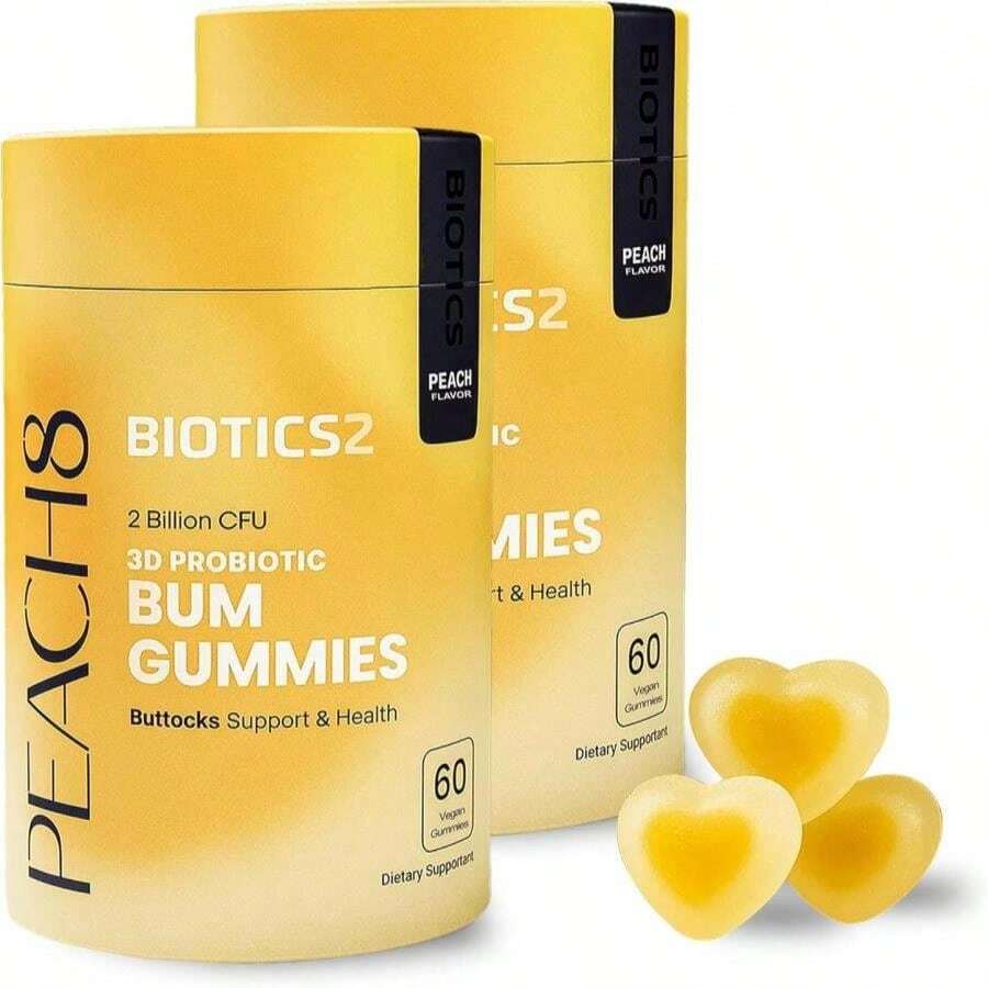 Peach8 Butt Support Women Probiotic Gummies - 60 SugarFree BBL Booty Vitamins C A Gummies, 2B Probiotics, Prebiotics, 4 Herbal Supplements Saw Palmetto, Black Maca, Motherwort For Bum Max Absorption - Flavor NameC - 查看 1
