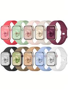 10pcs Waterproof Watch Bands, Compatible With Apple Watch 38mm, 40mm, 41mm, 42mm, 44mm, 45mm, 46mm, 49mm, Unisex; Soft Silicone Sport Strap, Compatible With Apple Watch Series 10, SE, 9, 8, 7, 6, 5, 4, 3, Ultra; Fashionable Fitness Essential Gift Set - Nhiều màu - Xem 4