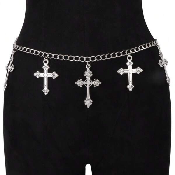 سلسلة معدنية عصرية مخصصة بشكل صليب معلق للخصر للنساء