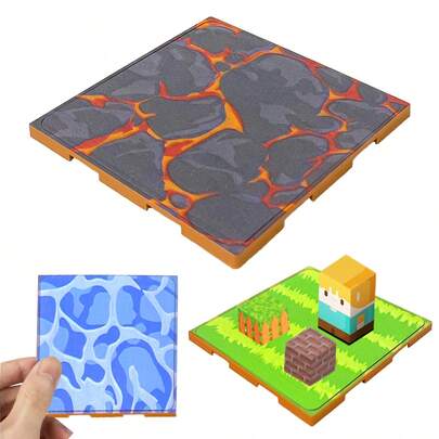 Magnetische Grundplatte, verschiedene Grundplatten passen zu magnetischen Bauklötzen, magnetische Grundplatte im Rasen-, Lava- oder Fluss-Stil, magnetisches Bauklötzchen-Set, Outdoor-Lernpuzzle-Spielzeug, kreatives Spiel & Motorikentwicklung, DIY magnetische Bauklötze für Kinder ab 3 Jahren, Geschenk für Jungen und Mädchen