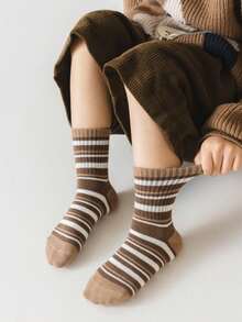 5 pares de calcetines gruesos de lana merina con rayas para niños, otoño/invierno - Multicolor - Ver 9