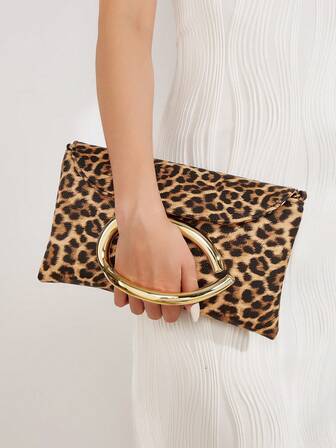 Bolso de embrague con solapa de gran capacidad con estampado de leopardo de moda para el uso diario o citas de las damas para fiestas, bodas, bailes de graduación, cenas/banquetes, que combina con vestidos de novia, vestidos de gala, vestidos de baile de graduación, vestidos de cumpleaños, bolso con estampado de guepardo para mujeres, regreso del estampado de leopardo