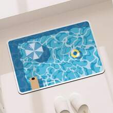 1pc Rubber Bathroom Anti-Slip Floor Mats, Absorbent And Quick-Drying Floor Mats, Cartoon Style Swimming Pool Printed Floor Mats, Diatomaceous Earth Floor Mats, Household Bathroom Wear-Resistant Anti-Slip Foot Mats, Bathroom Floor Mats, Bathroom Toilet Floor Mats, Home Decoration